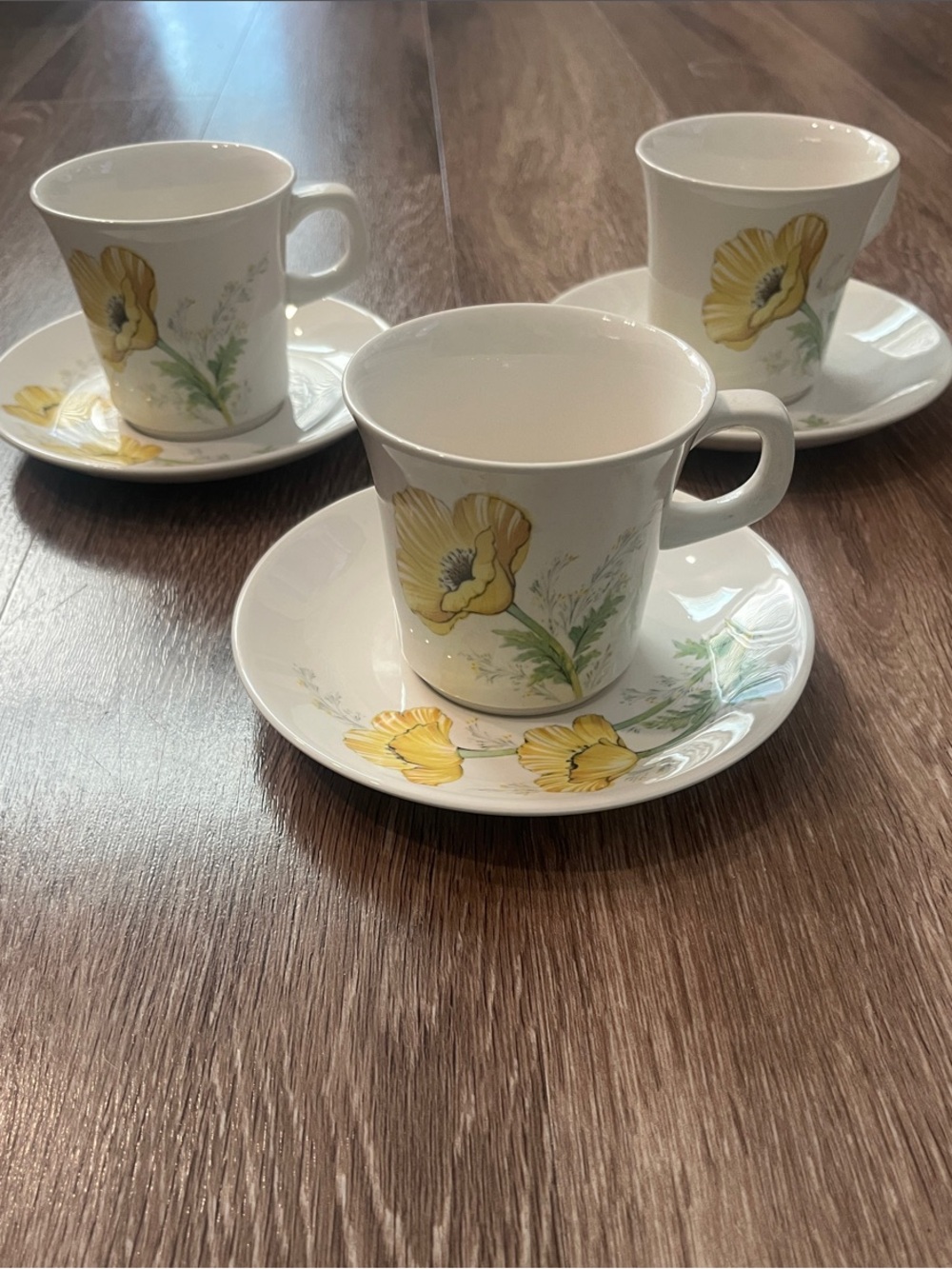 Noritake Yellow Poppy Porcelain Cup and Saucer Set - White and Yellow Floral